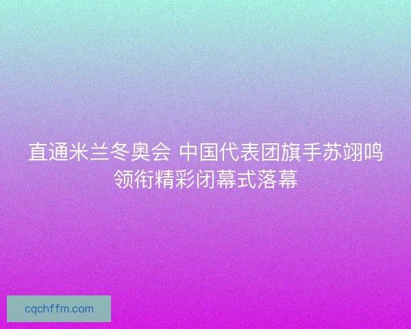 直通米兰冬奥会 中国代表团旗手苏翊鸣领衔精彩闭幕式落幕